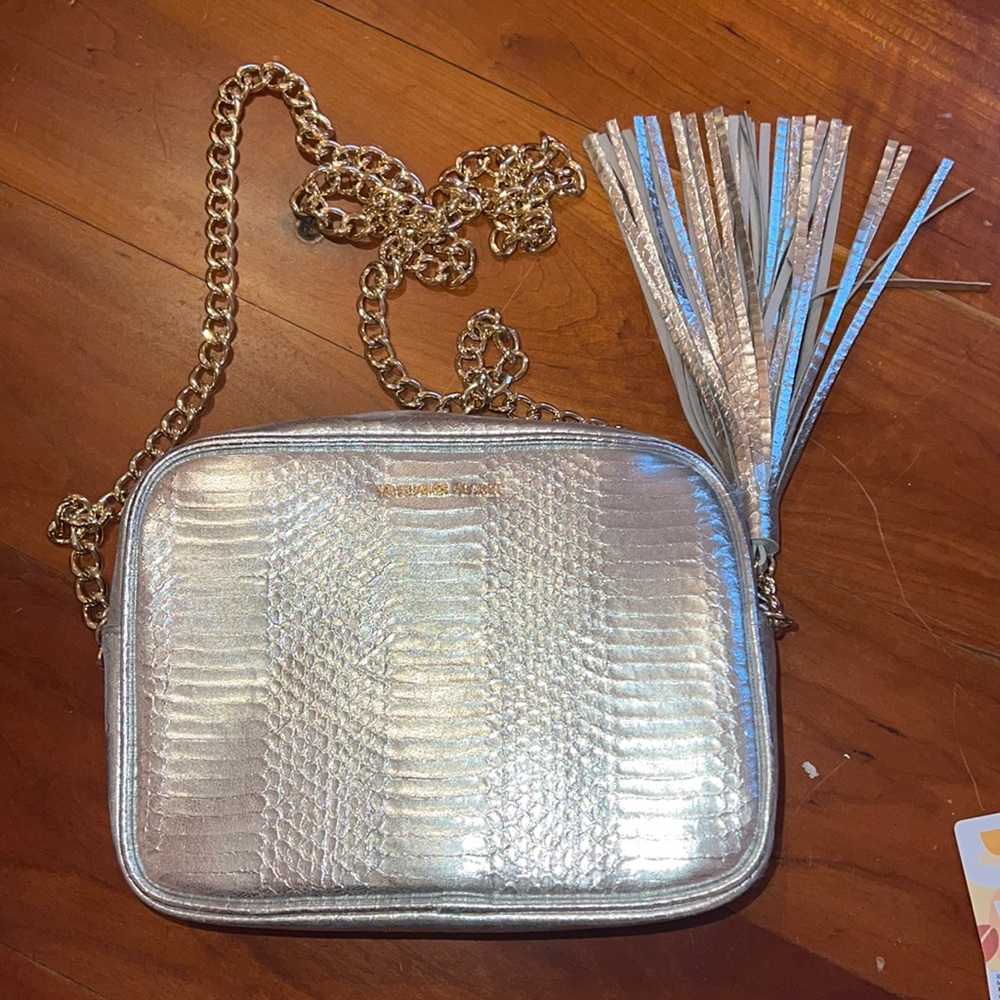 Victoria’s Secret silver snake skin tassel Crossbody purse